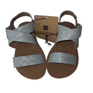 Lucky Brand Light Blue Woven Strappy Flat Sandals‎ Hook and Loop Ankle Strap 9